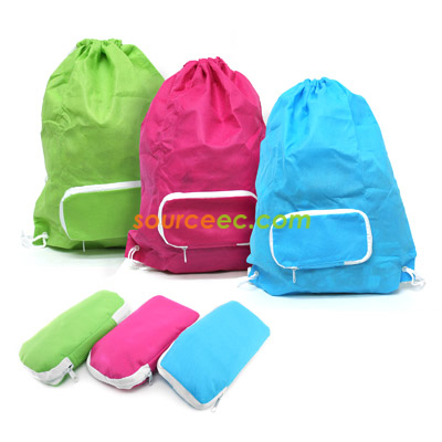 Foldable Drawstring Bag with Zip