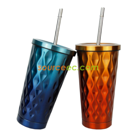 Stainless Steel Coffee Thermos with Straw