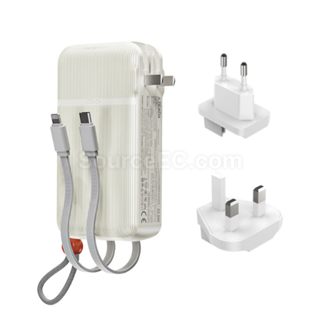 22.5W Fast Charging Power Bank with Cable - European and British Standard Adapter