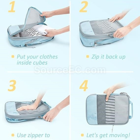 Customization Travel Compression Packing Cubes Set (6 PCS) Corporate Gifts