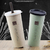 450ML Wheat Straw Double Cover Tape Sucker Leakage Cup