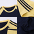 Color - Blocked Three - Stripe Raglan - Sleeve Cotton Short - Sleeve T - Shirt