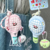 Plush toy tennis racket keychain pendant