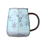 Snow Pattern Glass Coffee Cup With Handle