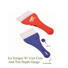 Ice Scrapper with Cart Coin and Tyre Depth Gauge